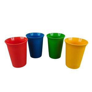 Vintage 4 Tupperware 109 Plastic Drinking Cups Multicolor Bell Tumblers